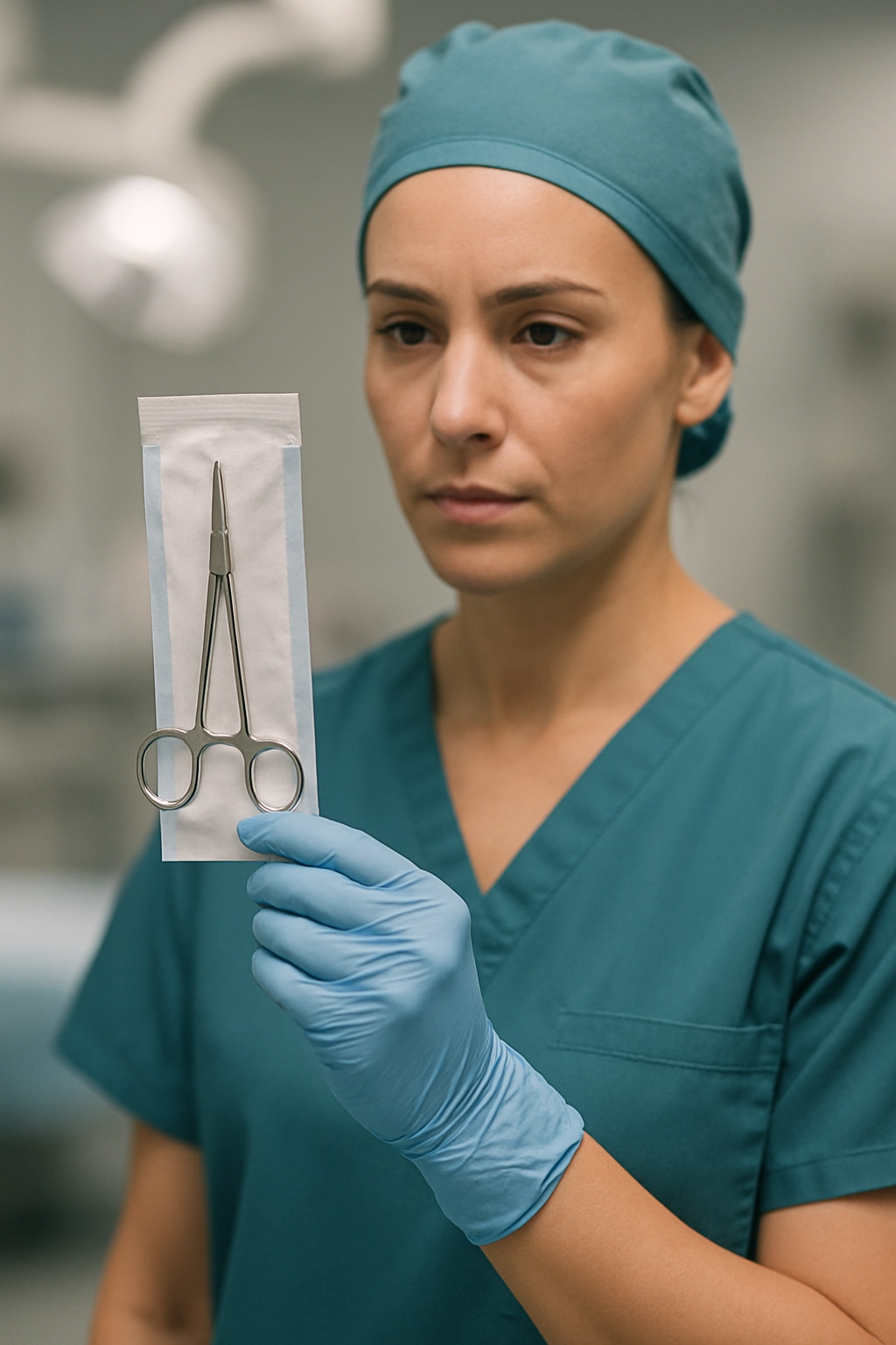 Medical professional holding a surgical instrument